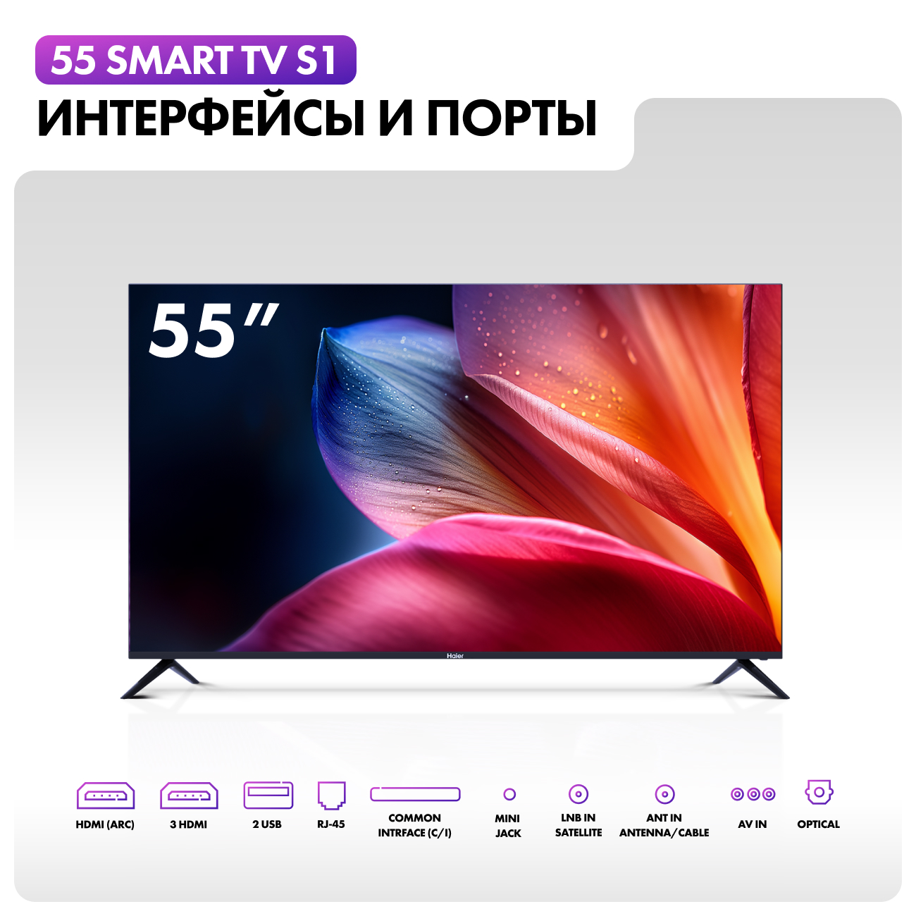 Телевизор Haier 55 Smart TV S1 - отзывы покупателей и владельцев | М.Видео  - Москва