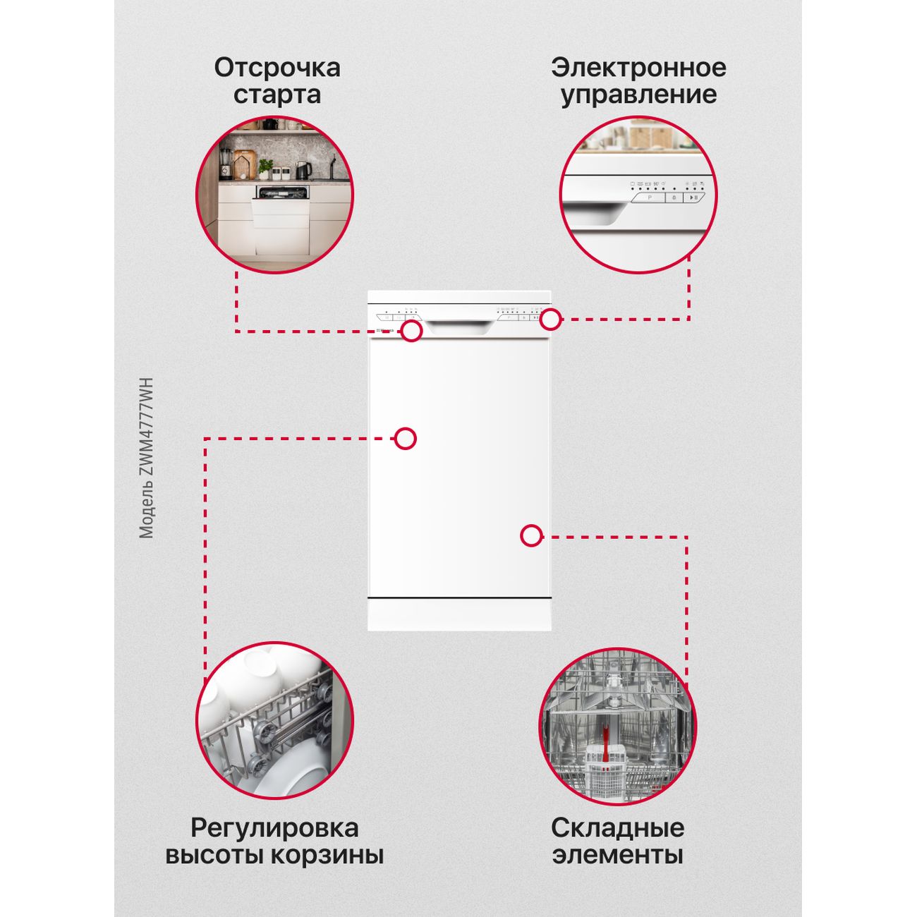 Купить Посудомоечная машина 45 см Hansa ZWM4777WH в каталоге интернет  магазина М.Видео по выгодной цене с доставкой, отзывы, фотографии - Москва