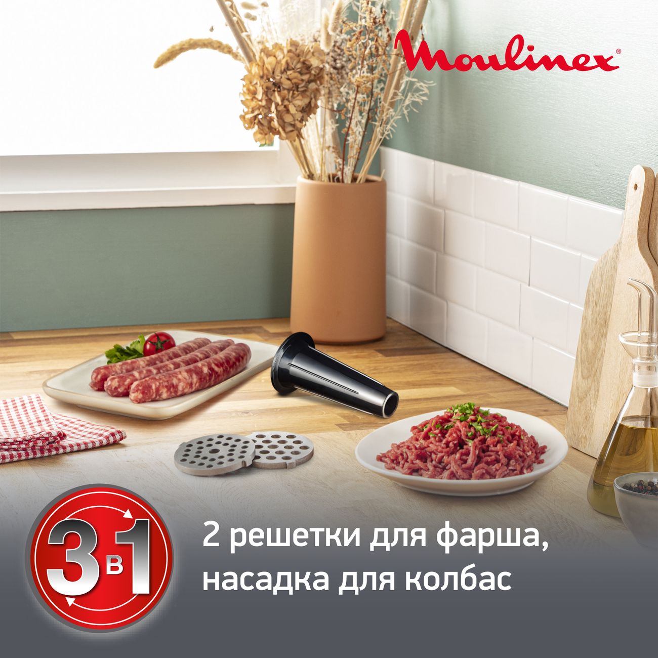 Купить Электромясорубка Moulinex HV1 3 в 1 ME106832 в каталоге интернет  магазина М.Видео по выгодной цене с доставкой, отзывы, фотографии - Москва