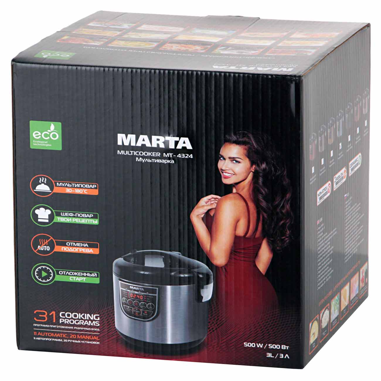 Купить Мультиварка Marta MT-4324 Black/Pearl в каталоге интернет магазина  М.Видео по выгодной цене с доставкой, отзывы, фотографии - Москва