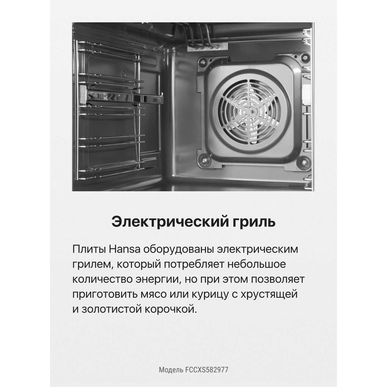 Купить Электрическая плита (50-55 см) Hansa FCCXS582977 в каталоге интернет  магазина М.Видео по выгодной цене с доставкой, отзывы, фотографии - Москва