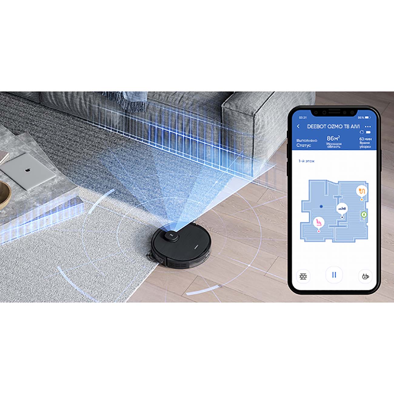 Купить Робот-пылесос Ecovacs DEEBOT OZMO T8 Aivi (DBX11-11) в каталоге  интернет магазина М.Видео по выгодной цене с доставкой, отзывы, фотографии  - Москва