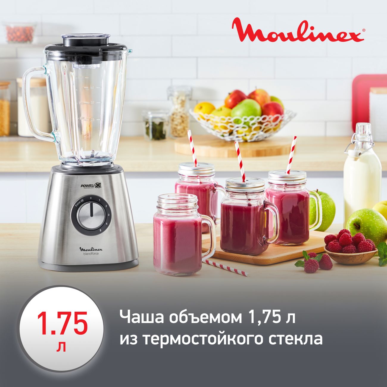 Блендер стационарный Moulinex BLENDFORCE LM439D10