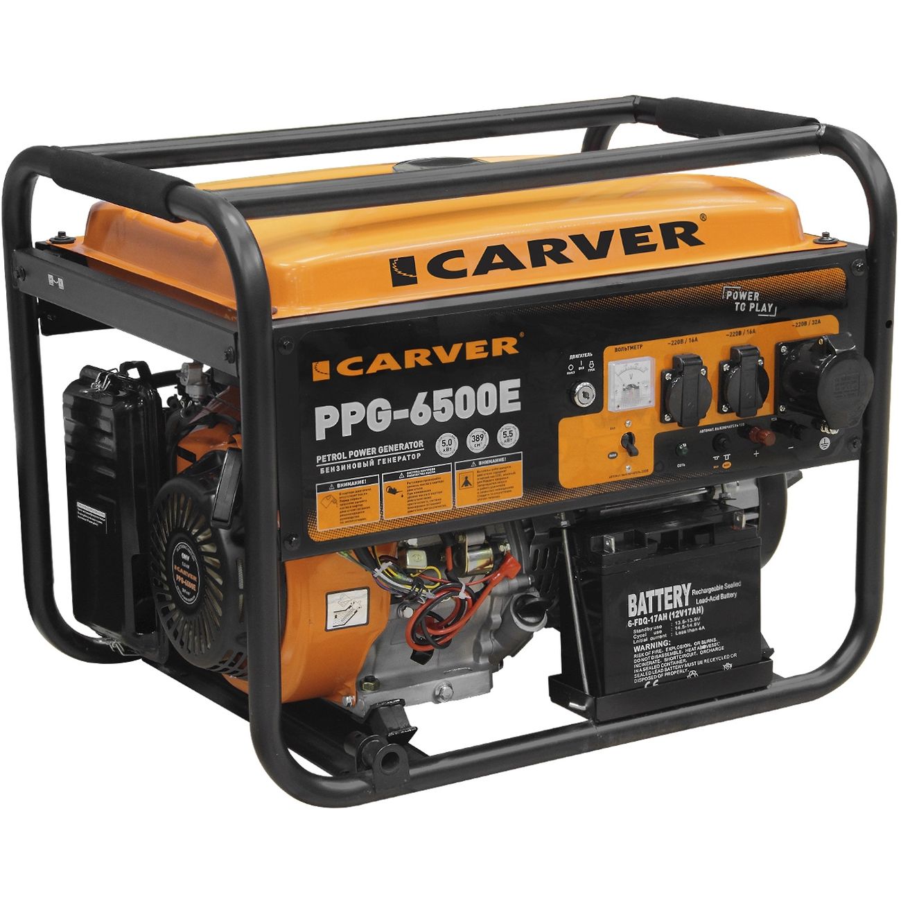 Изображение товара Генератор бензиновый Carver PPG- 6500Е (01.020.00005)