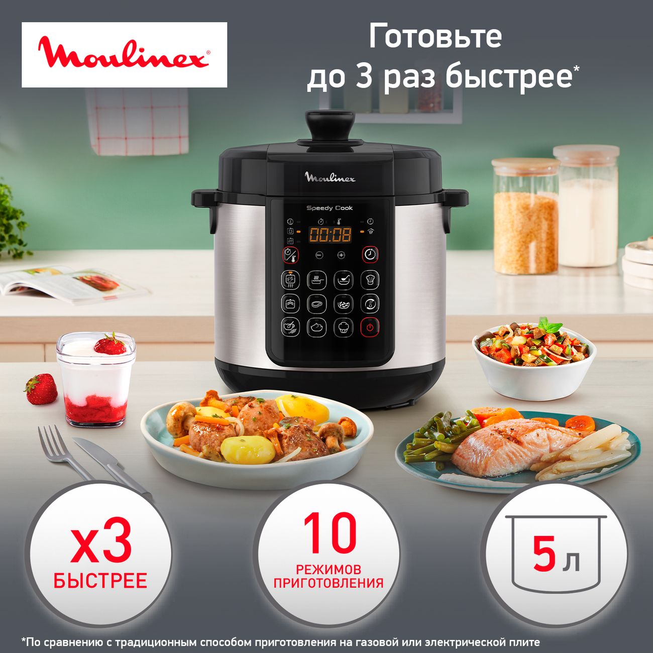 Мультиварка-скороварка Moulinex SPEEDY COOK CE222D32