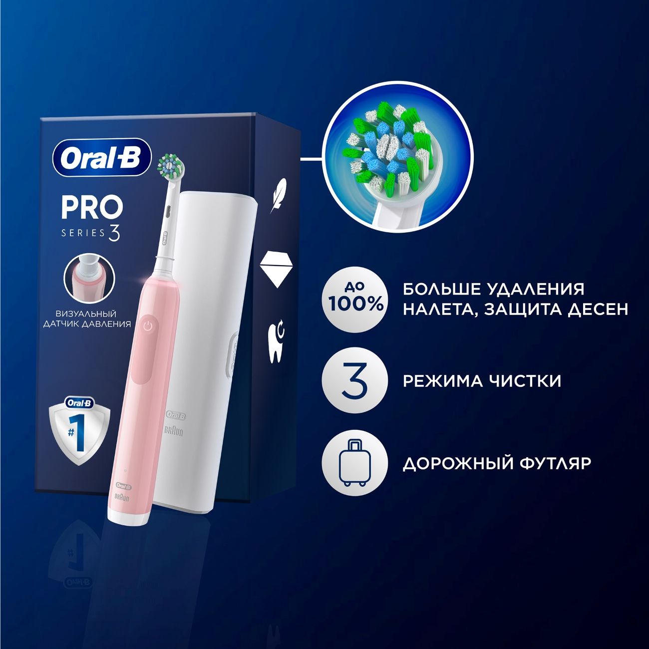 Купить Электрическая зубная щетка Oral-B Pro 3/D505.513.3X Pink в каталоге  интернет магазина М.Видео по выгодной цене с доставкой, отзывы, фотографии  - Москва