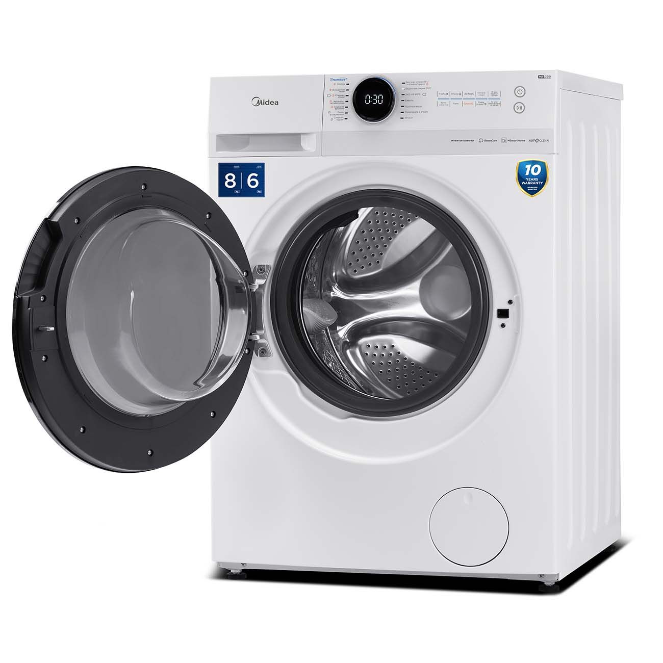 Купить Стиральная машина с сушкой Midea MF200D80WBS/W-RU в каталоге  интернет магазина М.Видео по выгодной цене с доставкой, отзывы, фотографии  - Москва