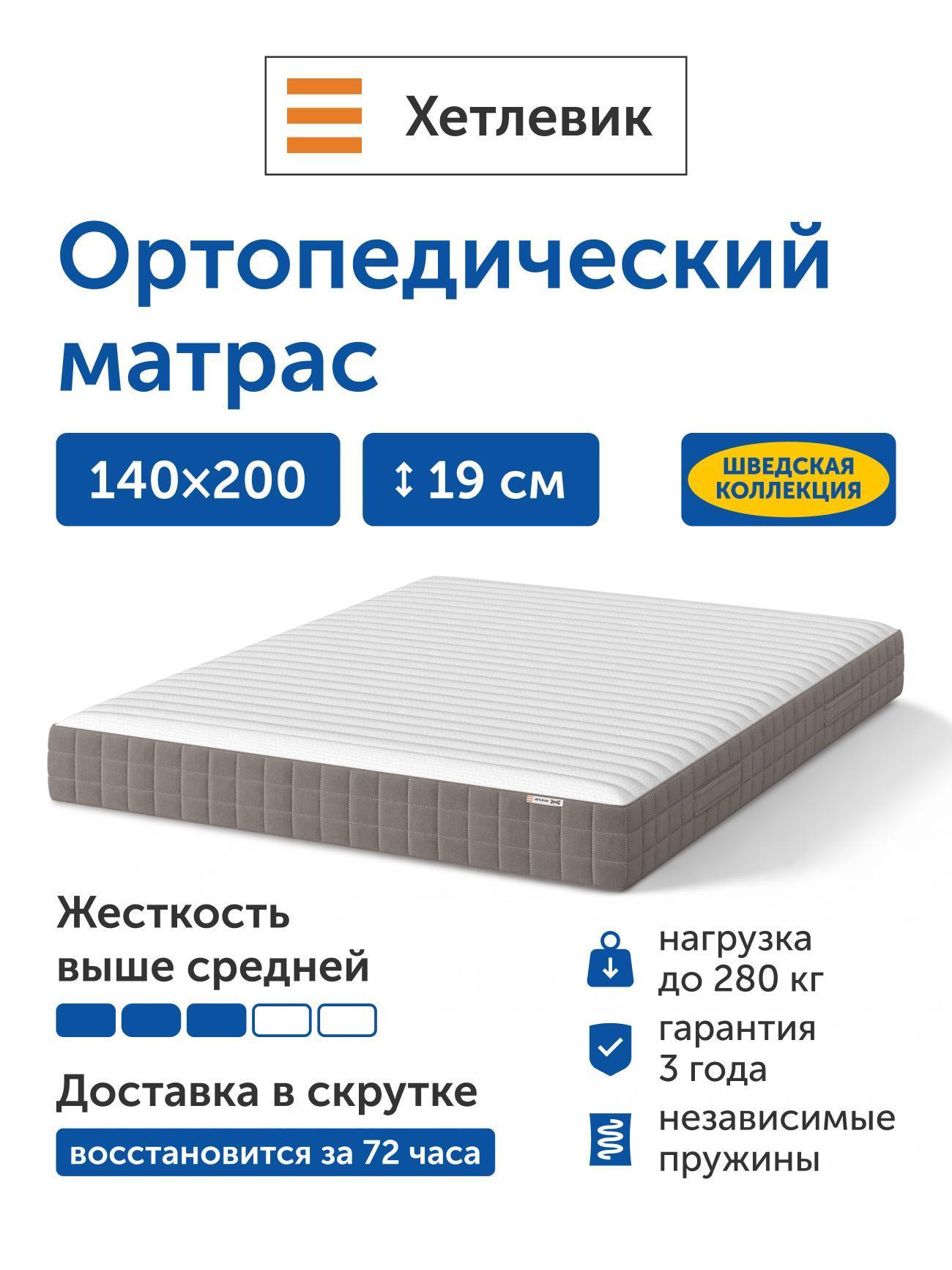 Изображение товара Ортопедический жесткий матрас IKEA Хетлевик с независимыми пружинами Изображение товара Ортопедический жесткий матрас IKEA Хетлевик с независимыми пружинами