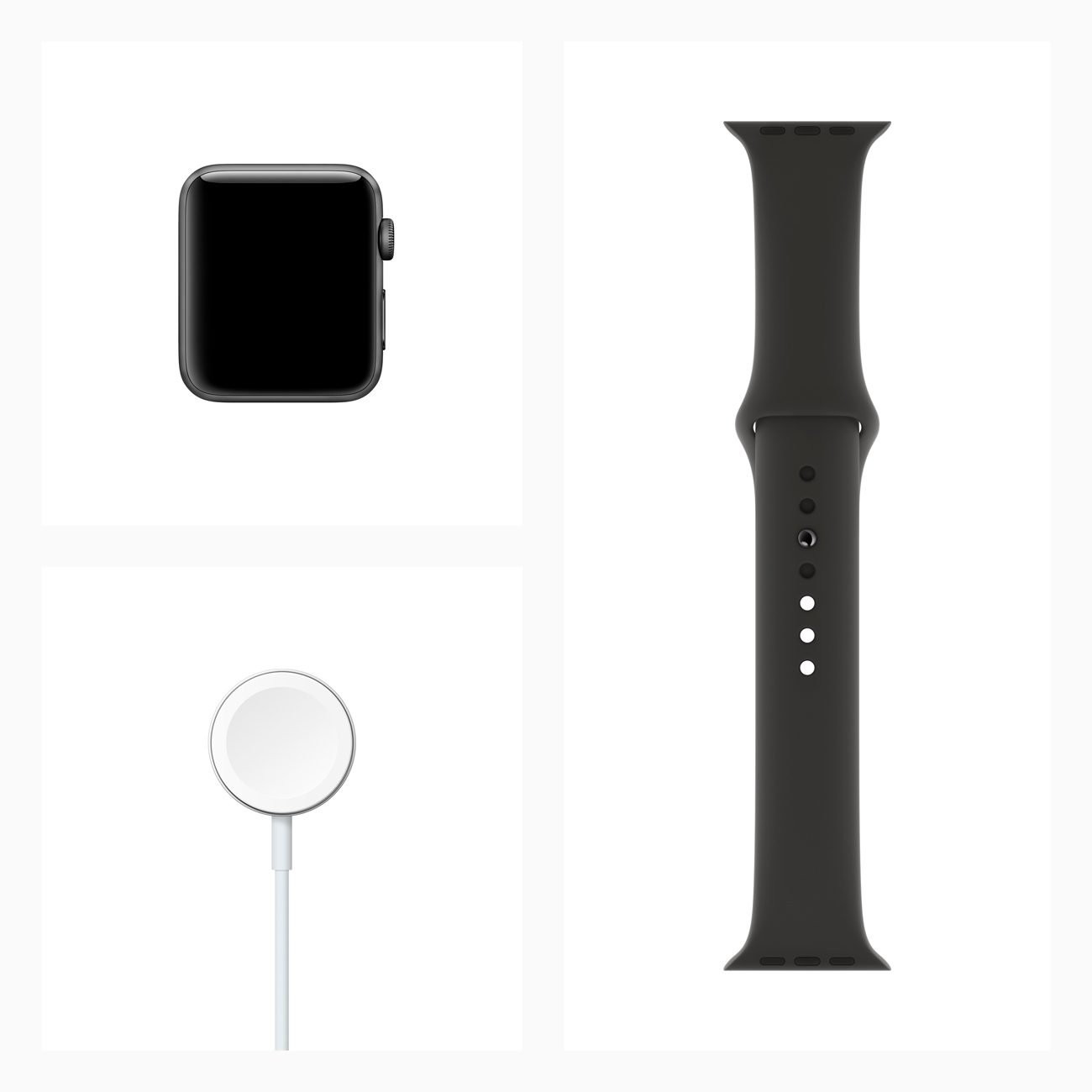 Apple Watch Series 3 38mm Space Grey Aluminum Case with Black Sport Band MTF02RU A