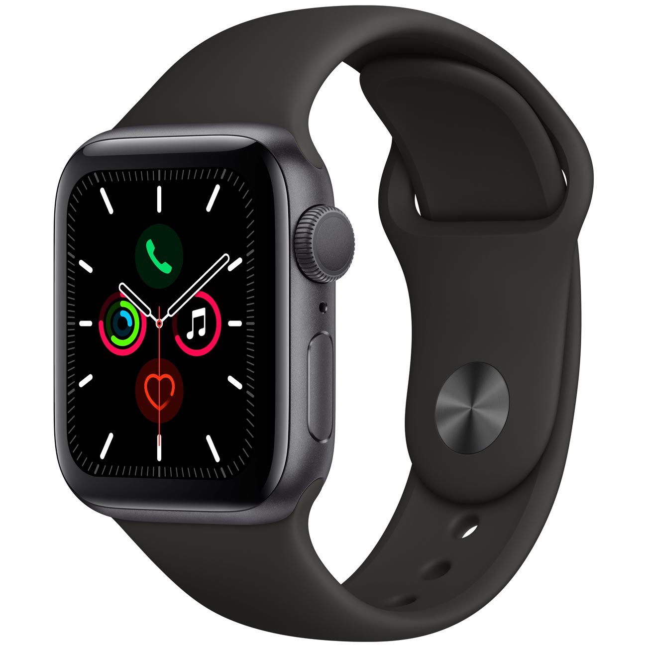 Apple Watch Series 5 40mm Space Grey Aluminum Case with Black Sport Band MWV82RU A