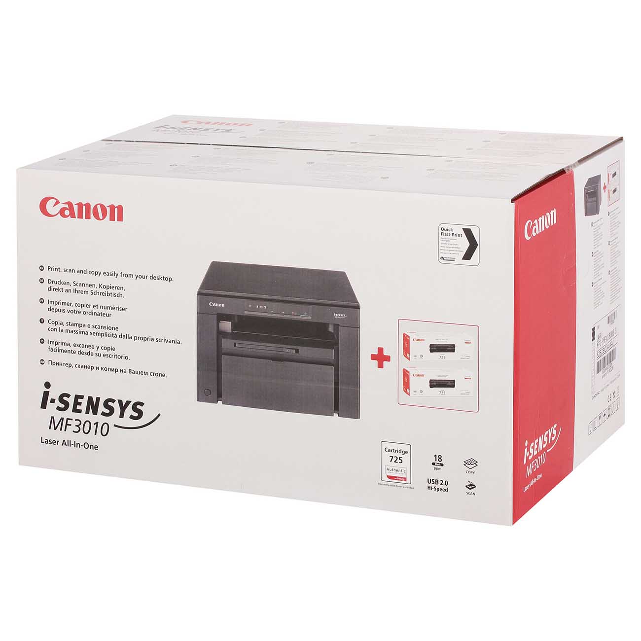 Купить Лазерное МФУ Canon i-Sensys MF3010 bundle +2 картриджа в каталоге  интернет магазина М.Видео по выгодной цене с доставкой, отзывы, фотографии  - Москва