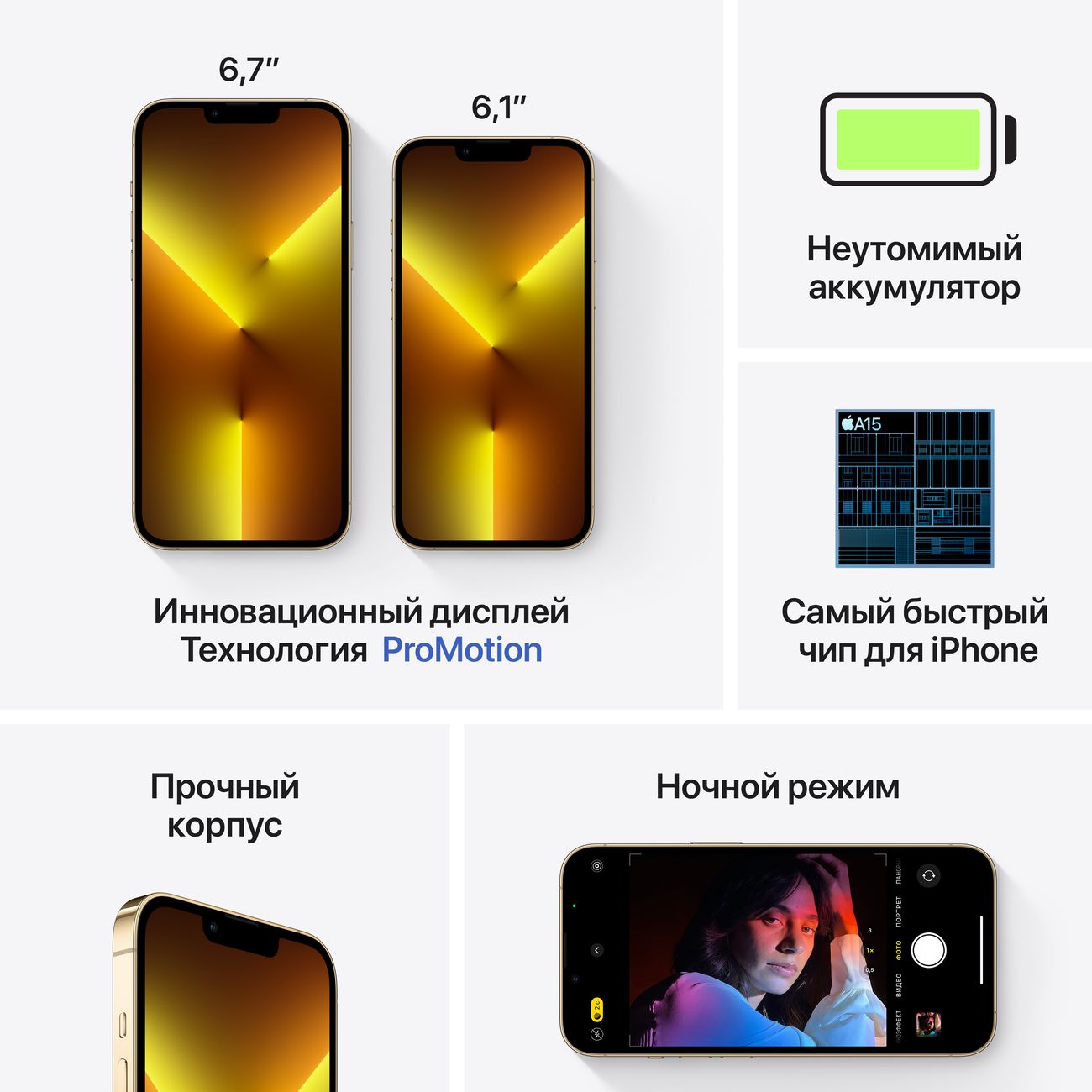 Купить Смартфон Apple iPhone 13 Pro 128GB nanoSim/eSim Gold (MLW33RU/A) в  каталоге интернет магазина М.Видео по выгодной цене с доставкой, отзывы,  фотографии - Москва