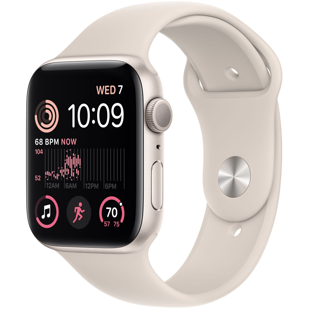 Купить Смарт-часы Apple Watch SE 2022 44mm Starlight Aluminum Case with  Starlight Sport Band, размер Regular (MNJX3) в каталоге интернет магазина  М.Видео по выгодной цене с доставкой, отзывы, фотографии - Москва