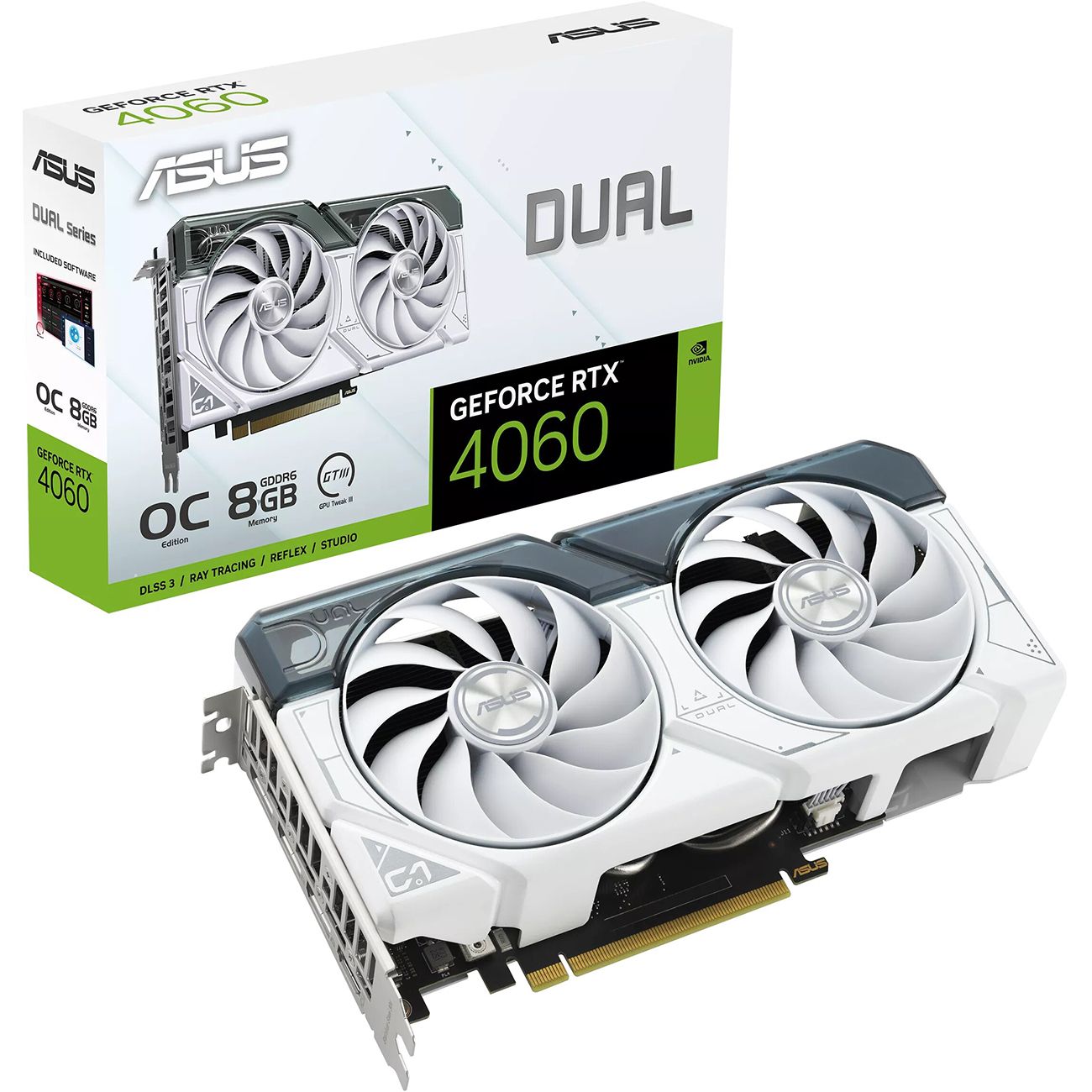 Купить Видеокарта ASUS NVIDIA GeForce RTX 4060 8GB DUAL WHITE OC 8GB  (DUAL-RTX4060-O8G-WHITE) в каталоге интернет магазина М.Видео по выгодной  цене с доставкой, отзывы, фотографии - Москва