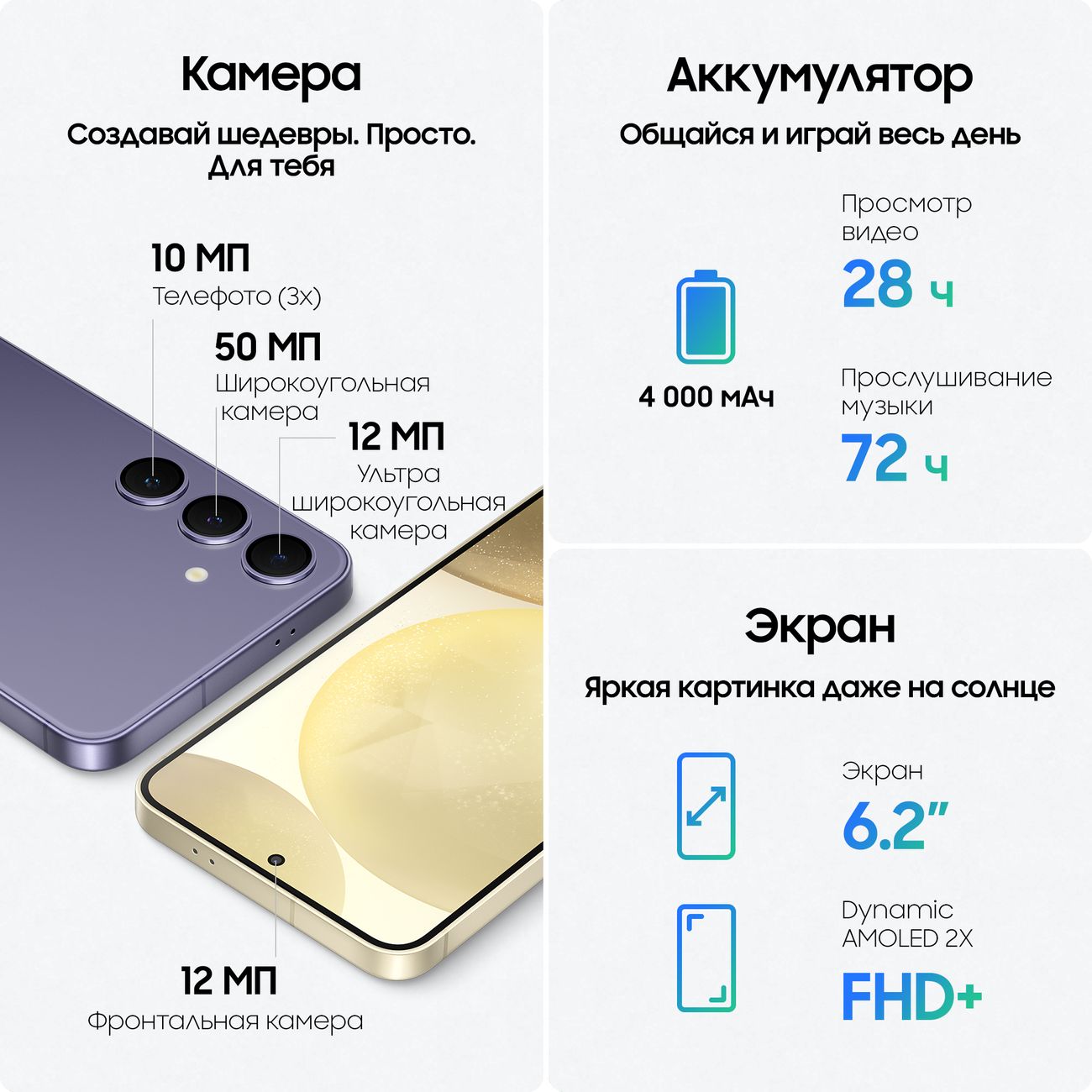 Купить Смартфон Samsung Galaxy S24 8/128GB Cobalt Violet в каталоге  интернет магазина М.Видео по выгодной цене с доставкой, отзывы, фотографии  - Москва