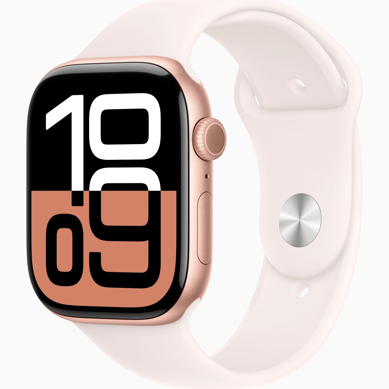 Изображение товара Восстановленные смарт-часы Apple Watch Series 10 46mm Rose Gold Aluminum Case with Light Blush Sport Band, размер S/M (MWY63), отличный