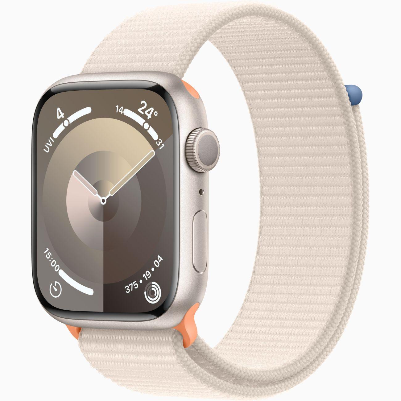 Восстановленные смарт-часы Apple Watch Series 9 45mm Starlight Aluminum Case with Starlight Sport Loop (MR983), рабочий