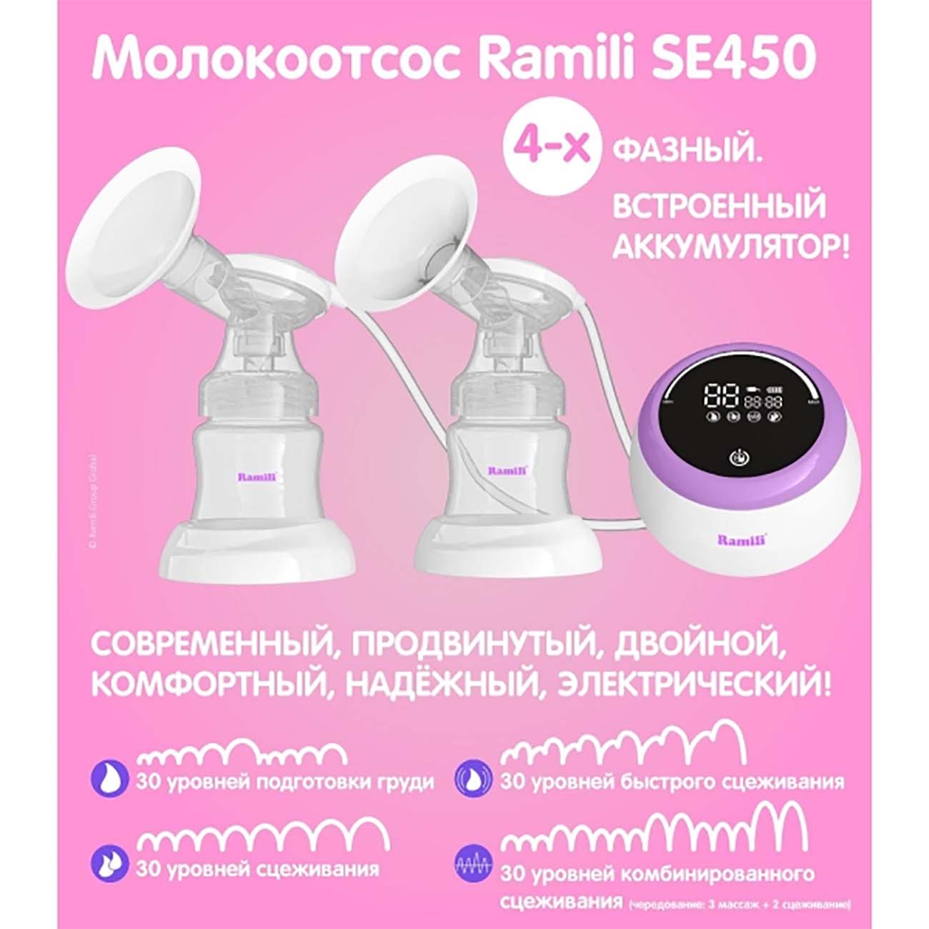 Молокоотсос четырехфазный двойной электрический Ramili SE450