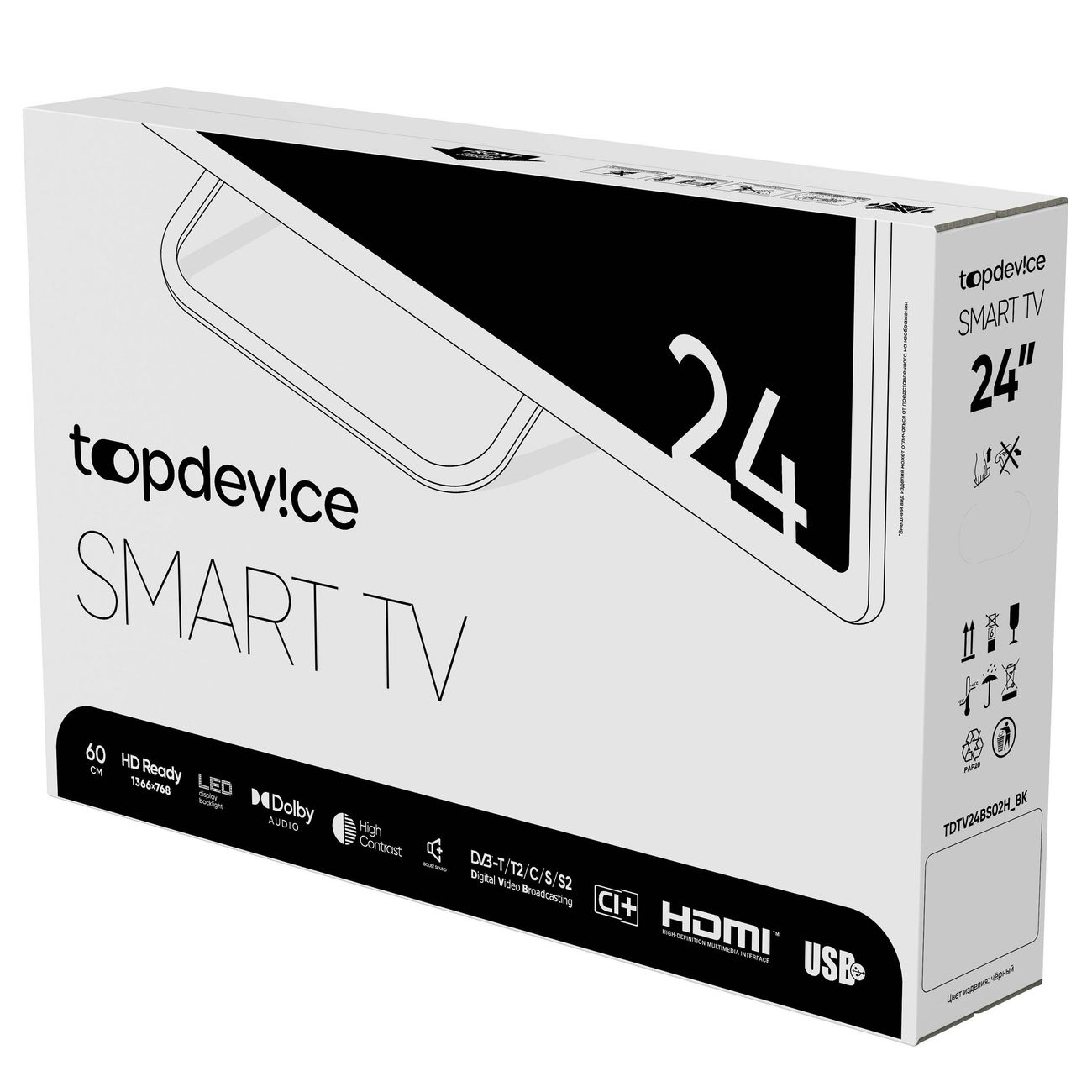 Купить Телевизор topdevice LE-24T3 белый/TDTV24BS02H_WE по выгодной цене в  интернет-магазине М.Видео