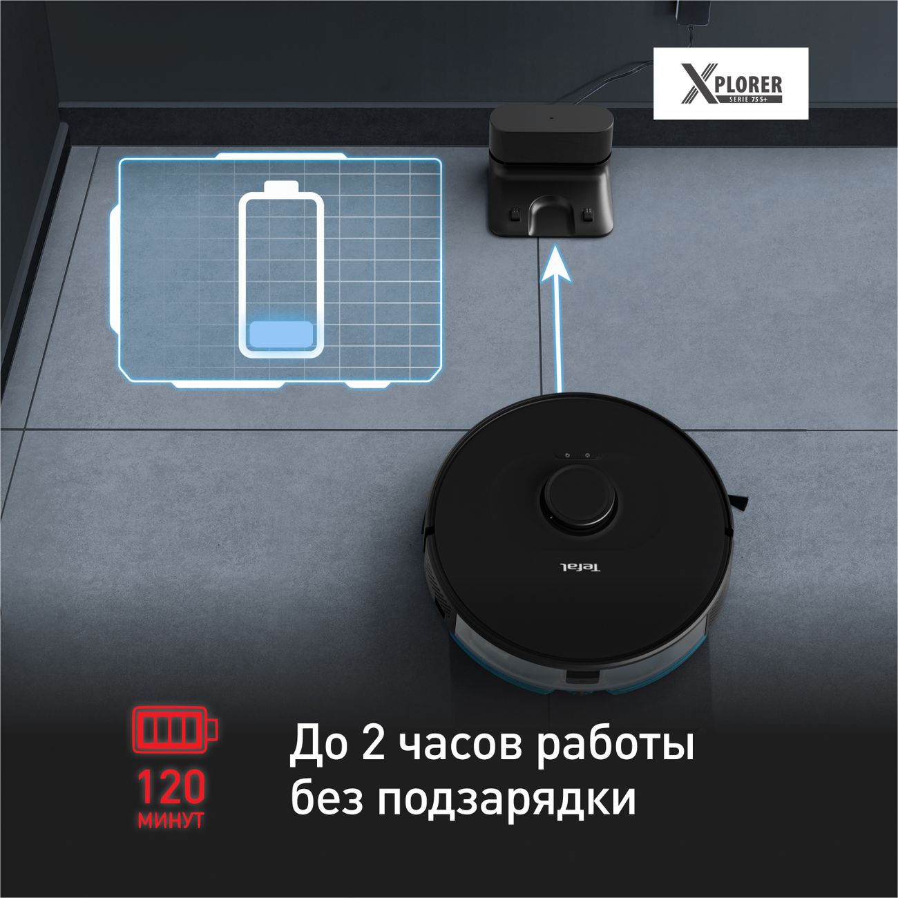 Купить Робот-пылесос с базой очистки Tefal X-PLORER SERIE 75 S+ RG8595WH в  каталоге интернет магазина М.Видео по выгодной цене с доставкой, отзывы,  фотографии - Москва