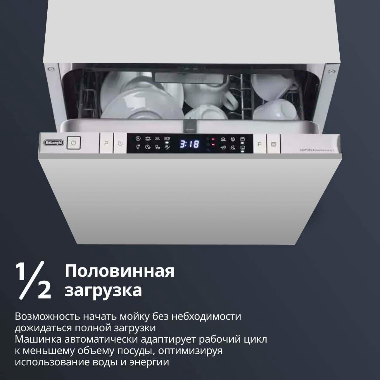 Встраиваемая посудомоечная машина 45 см DeLonghi DDW08S