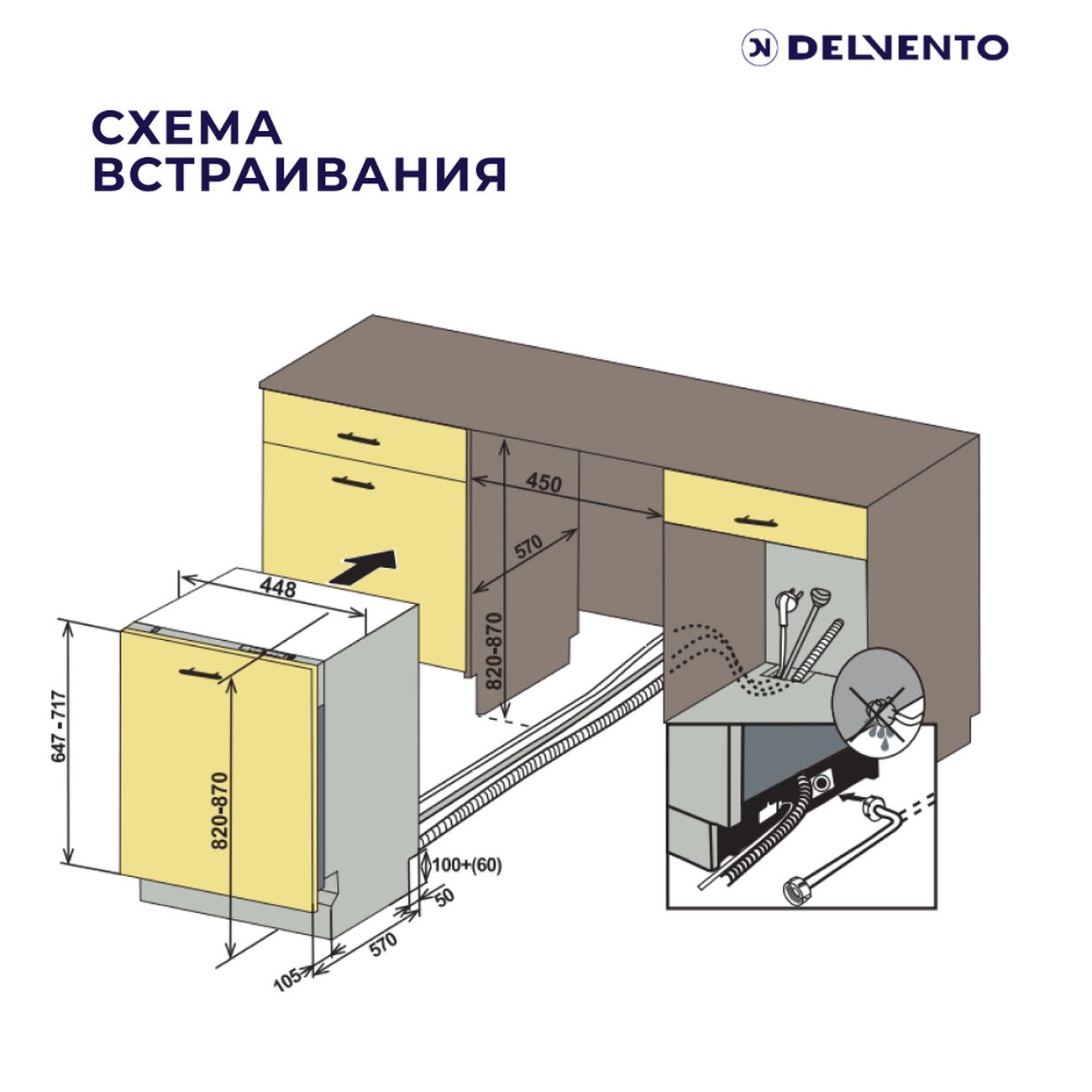 Купить Встраиваемая посудомоечная машина 45 см Delvento VWB4701 в каталоге  интернет магазина М.Видео по выгодной цене с доставкой, отзывы, фотографии  - Москва