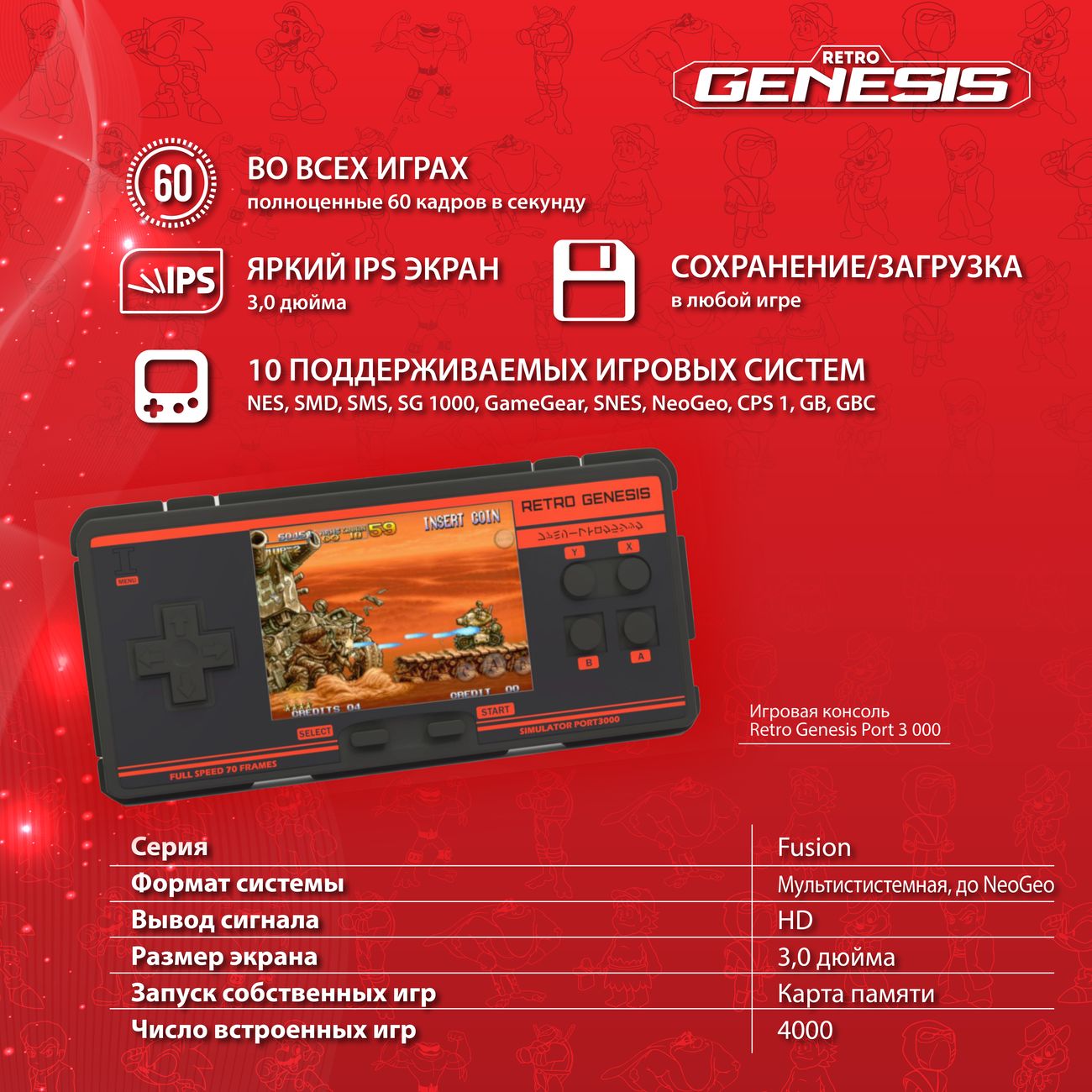 Портативная консоль Retro Genesis Port 3000