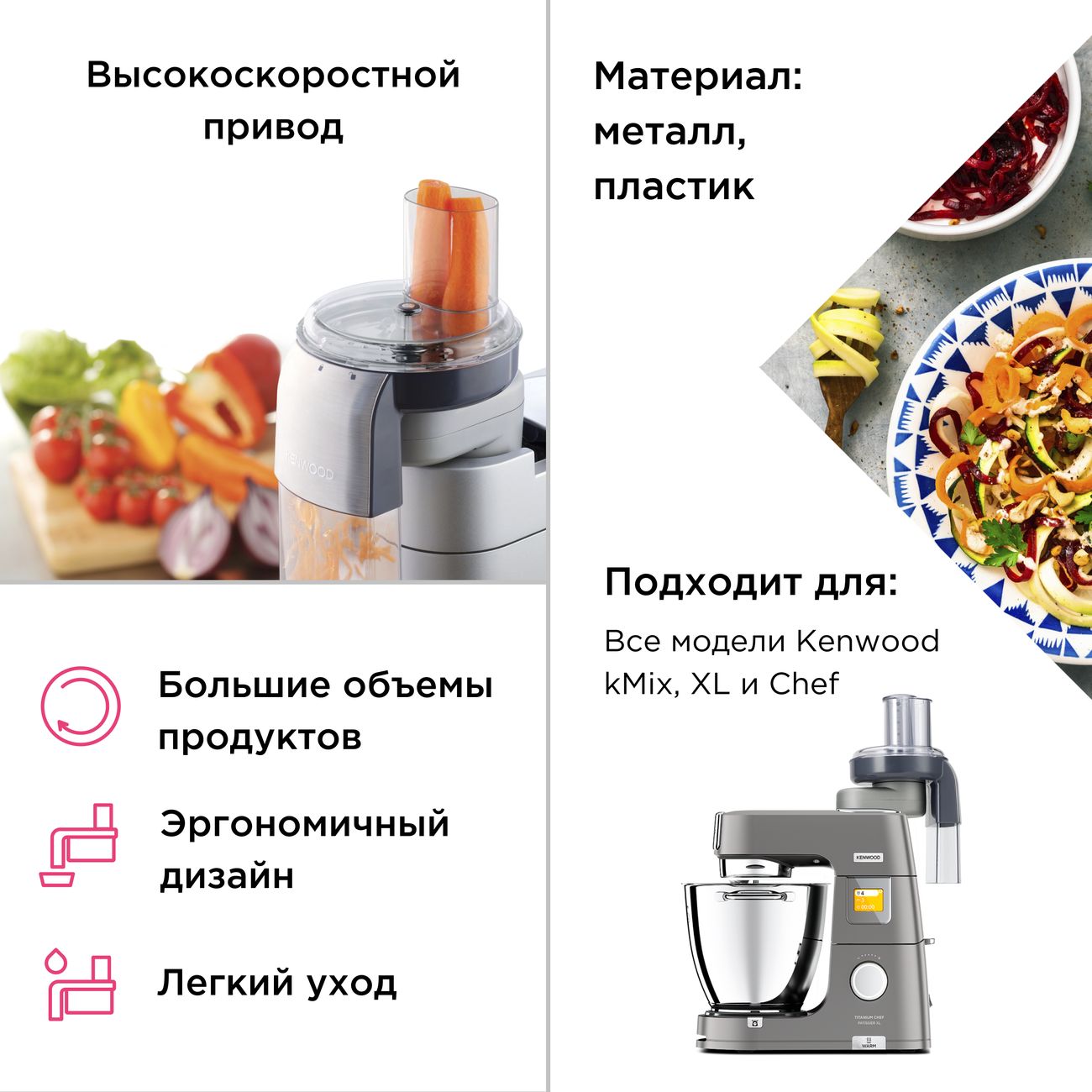 Насадка скоростная терка-шинковка Kenwood AT340