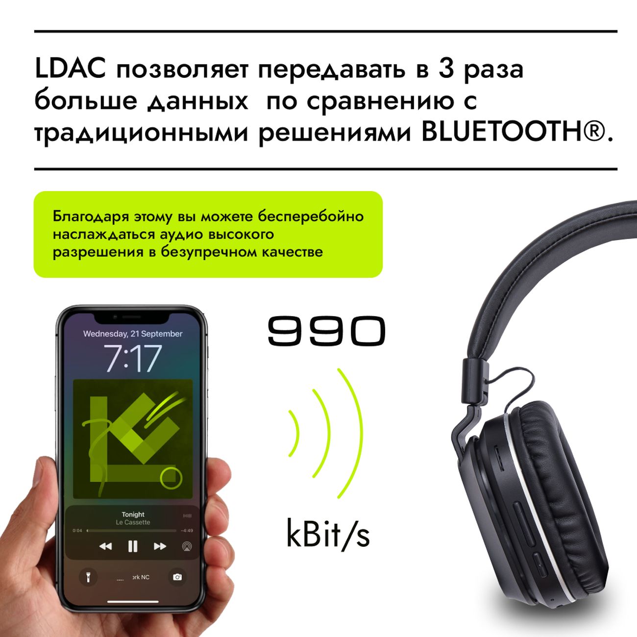 Наушники накладные Bluetooth Tesla Experience S1 Black