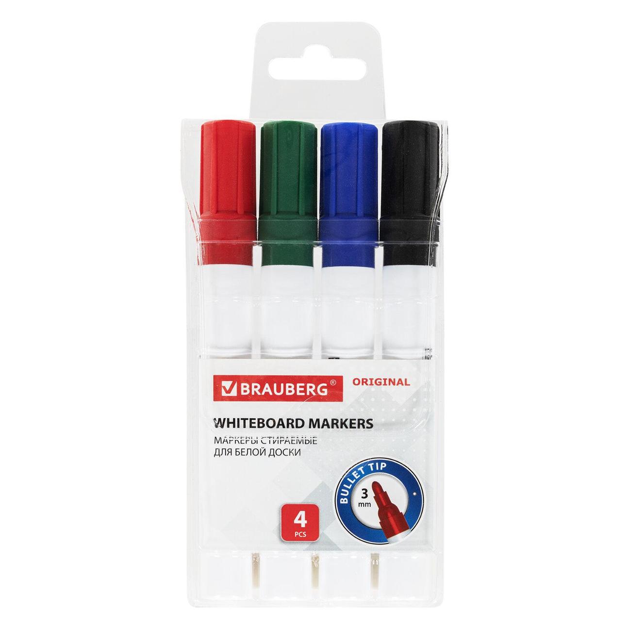 Изображение товара Маркер стираемый для доски Brauberg 152120 Original 4шт 3мм
