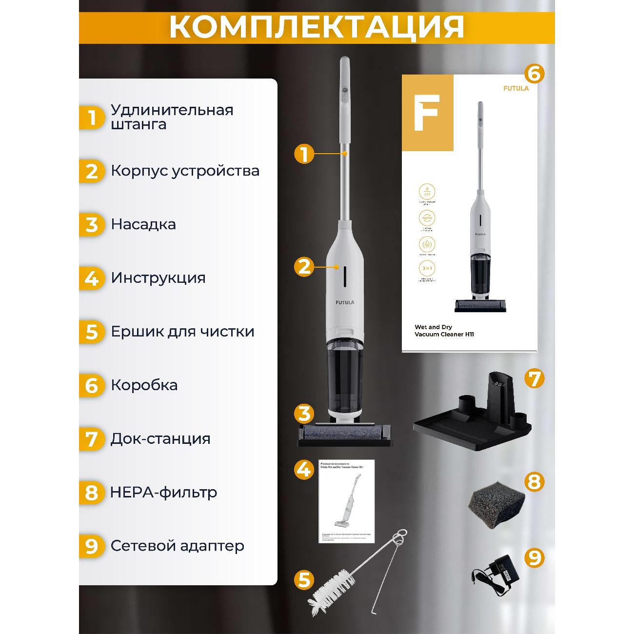 Купить Пылесос моющий FUTULA H11 White в каталоге интернет магазина М.Видео  по выгодной цене с доставкой, отзывы, фотографии - Москва