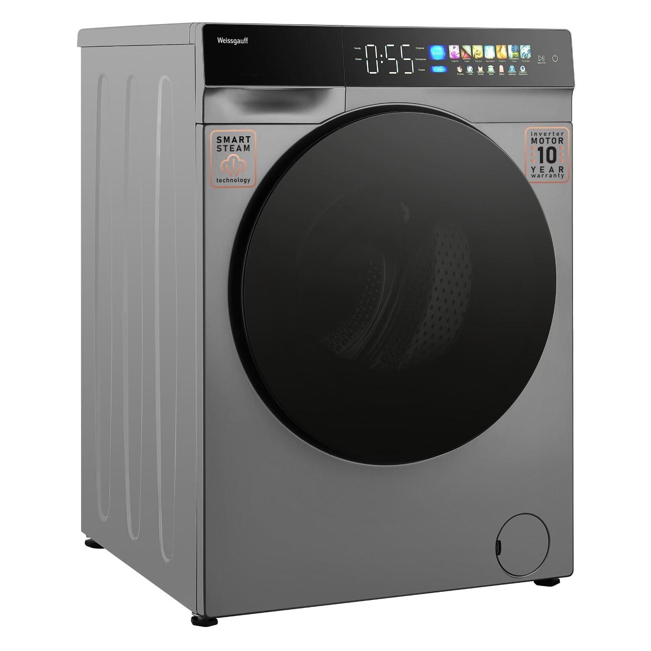 Купить Стиральная машина Weissgauff WM 998 Full Touch DC Inverter Steam  Silver в каталоге интернет магазина М.Видео по выгодной цене с доставкой,  отзывы, фотографии - Москва