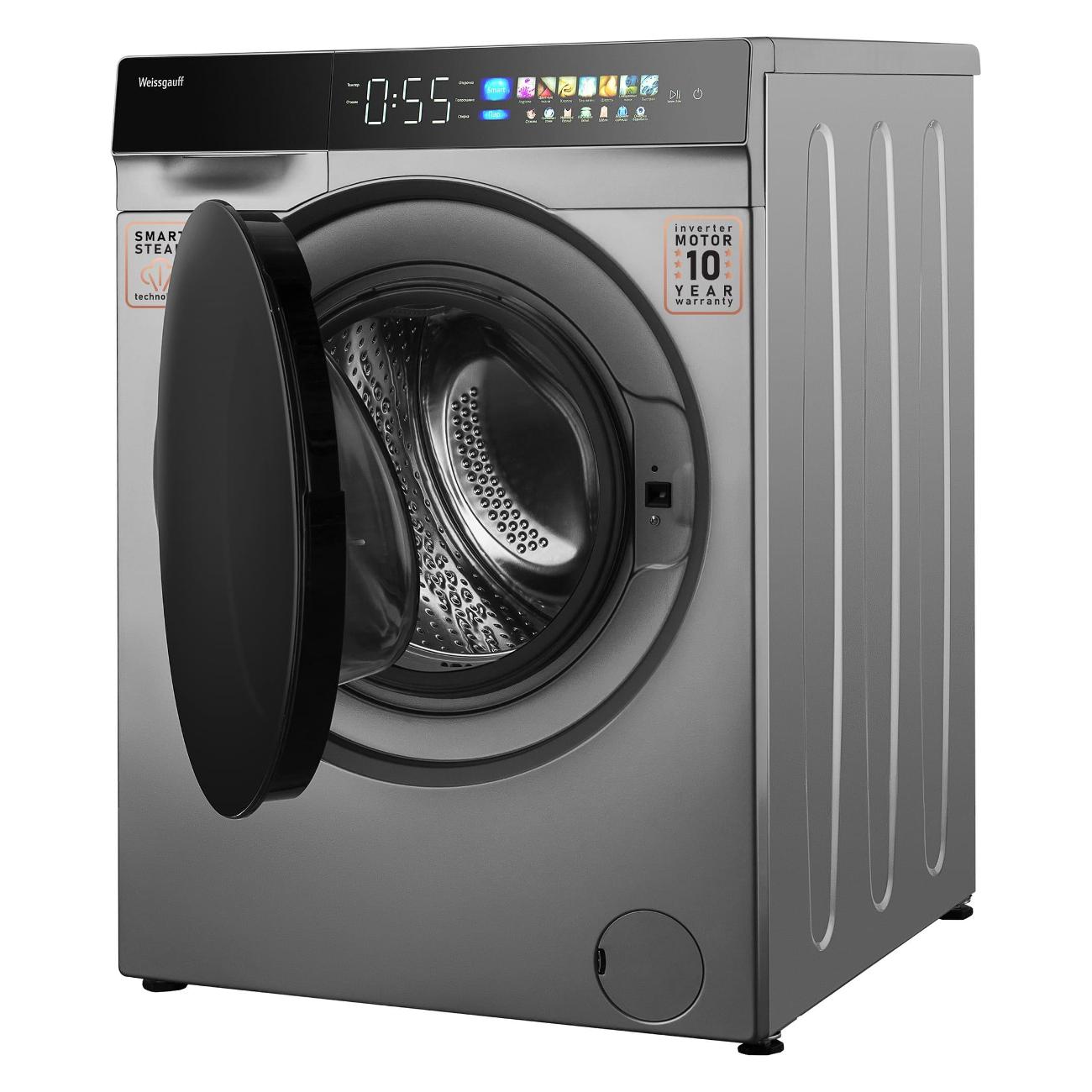 Wm 998. Cтиральная машина с инвертором и паром Weissgauff WM 998 Full Touch DC Inverter Steam Silver
