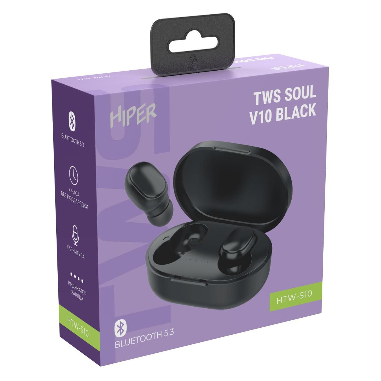 Купить Наушники True Wireless HIPER TWS SOUL V10 black HTW-S10 в каталоге  интернет магазина М.Видео по выгодной цене с доставкой, отзывы, фотографии  - Москва