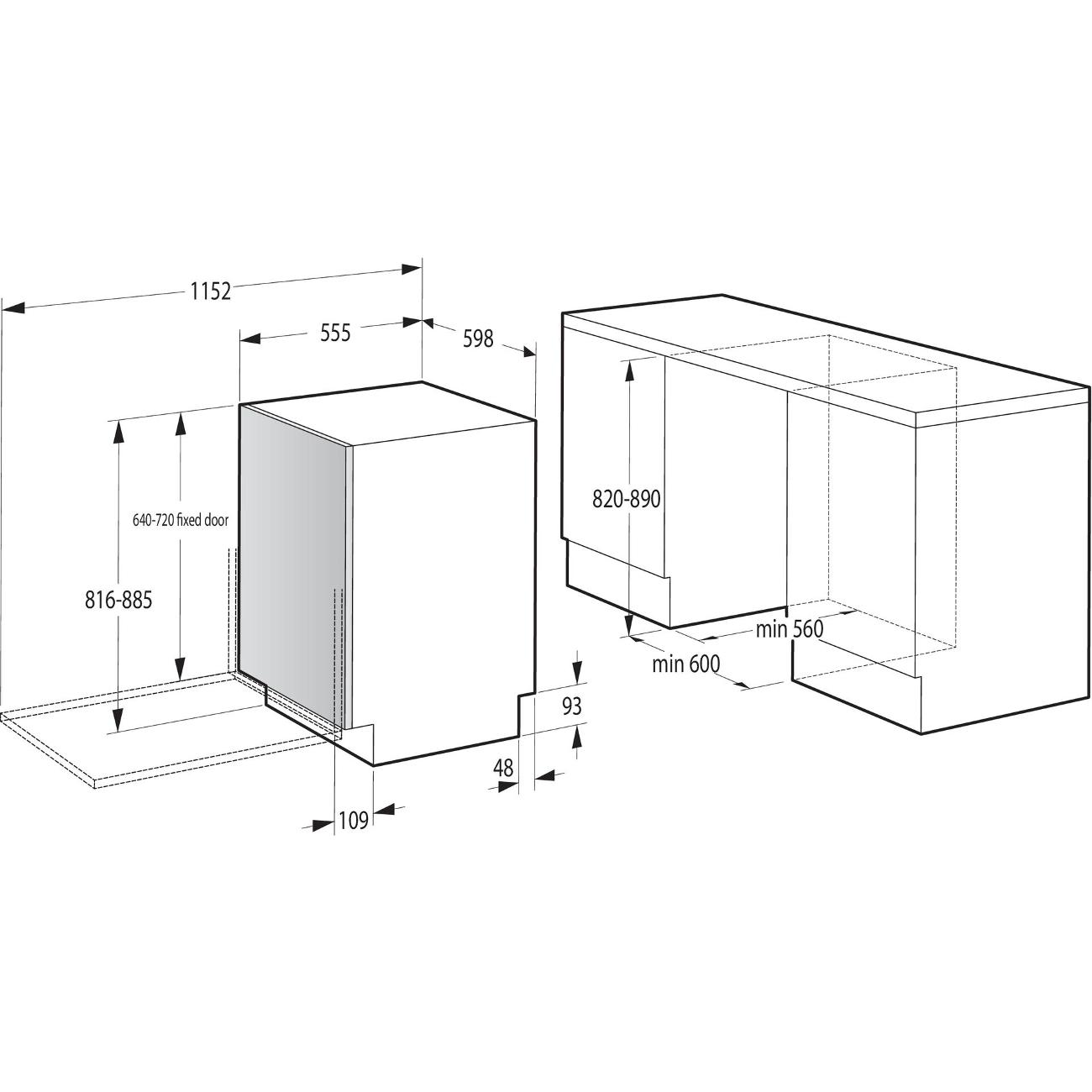 Встраиваемая посудомоечная машина 60 см Gorenje GV643D90