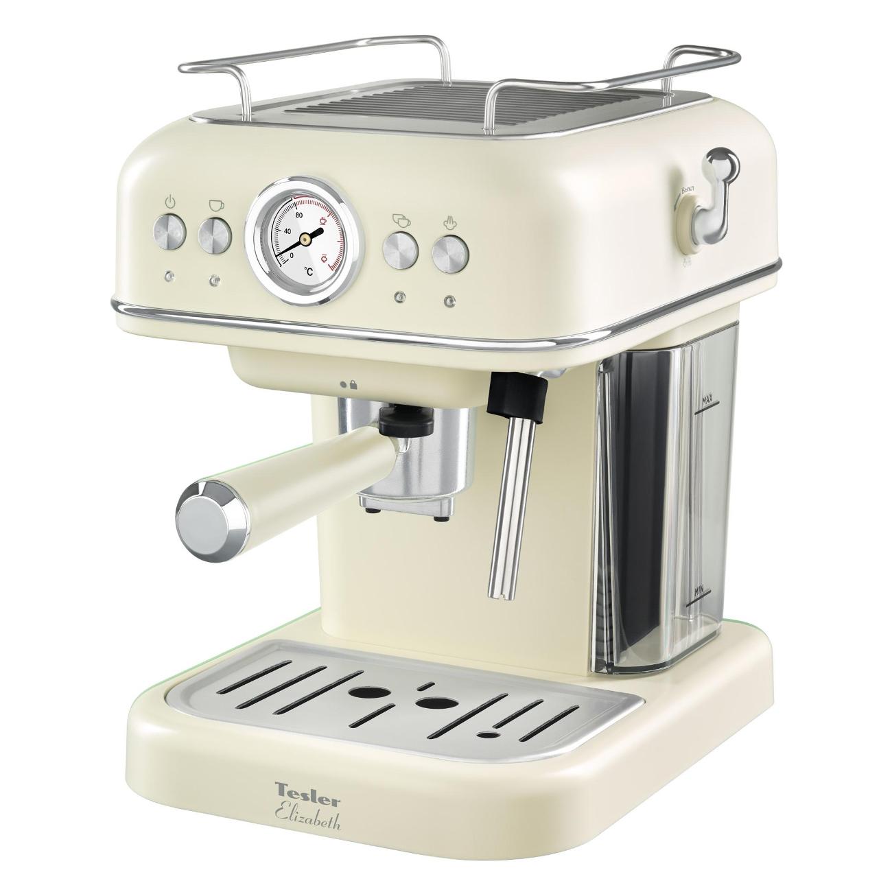 Изображение товара Кофеварка рожкового типа Tesler ECM-245 бежевая