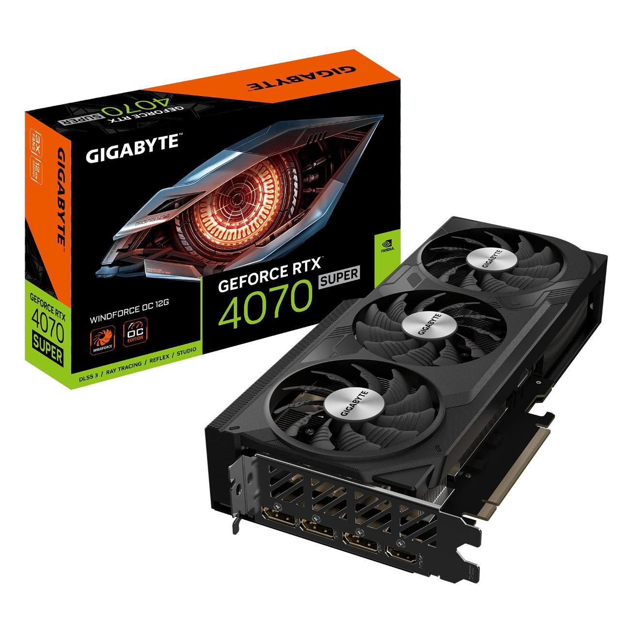 Купить Видеокарта GIGABYTE NVIDIA GeForce RTX 4070 SUPER WINDFORCE OC 12GB  (GV-N407SWF3OC-12GD) в каталоге интернет магазина М.Видео по выгодной цене  с доставкой, отзывы, фотографии - Москва