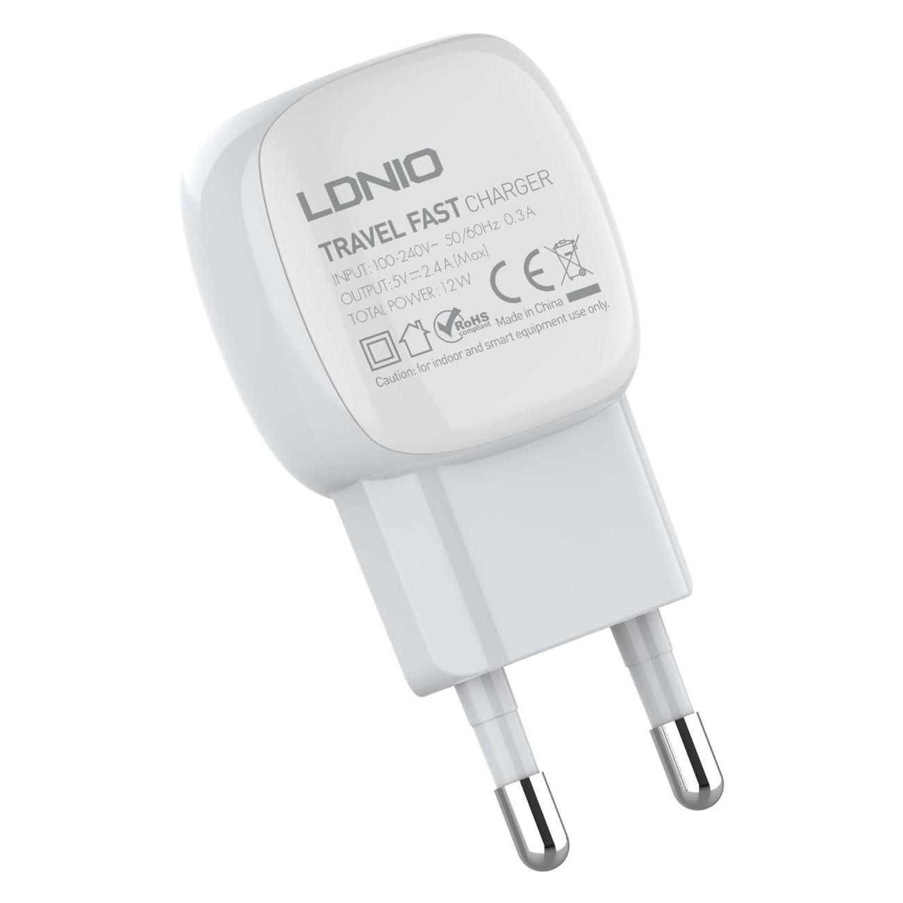 Изображение товара Сетевое зарядное устройство LDNIO A2218 + Кабель Type-C