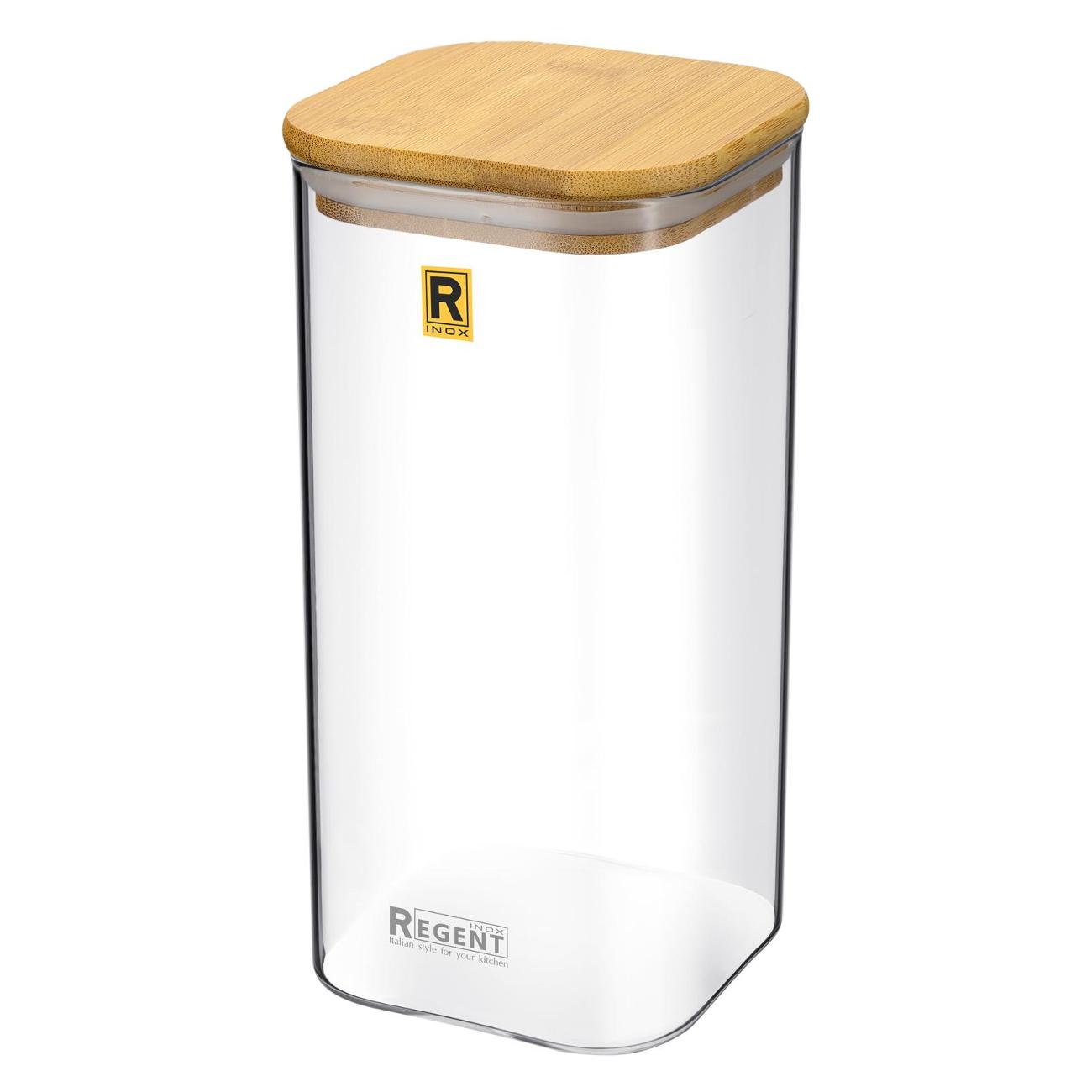 Изображение товара Банка 1.3л REGENT inox Desco стеклянная с бамбуковой крышкой