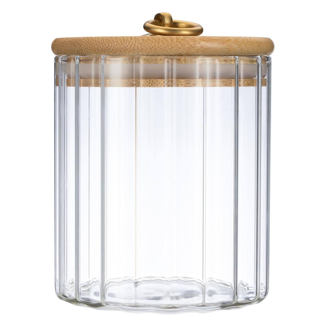 Изображение товара Банка 550 мл REGENT inox Torre стеклянная с бамбуковой  крышкой