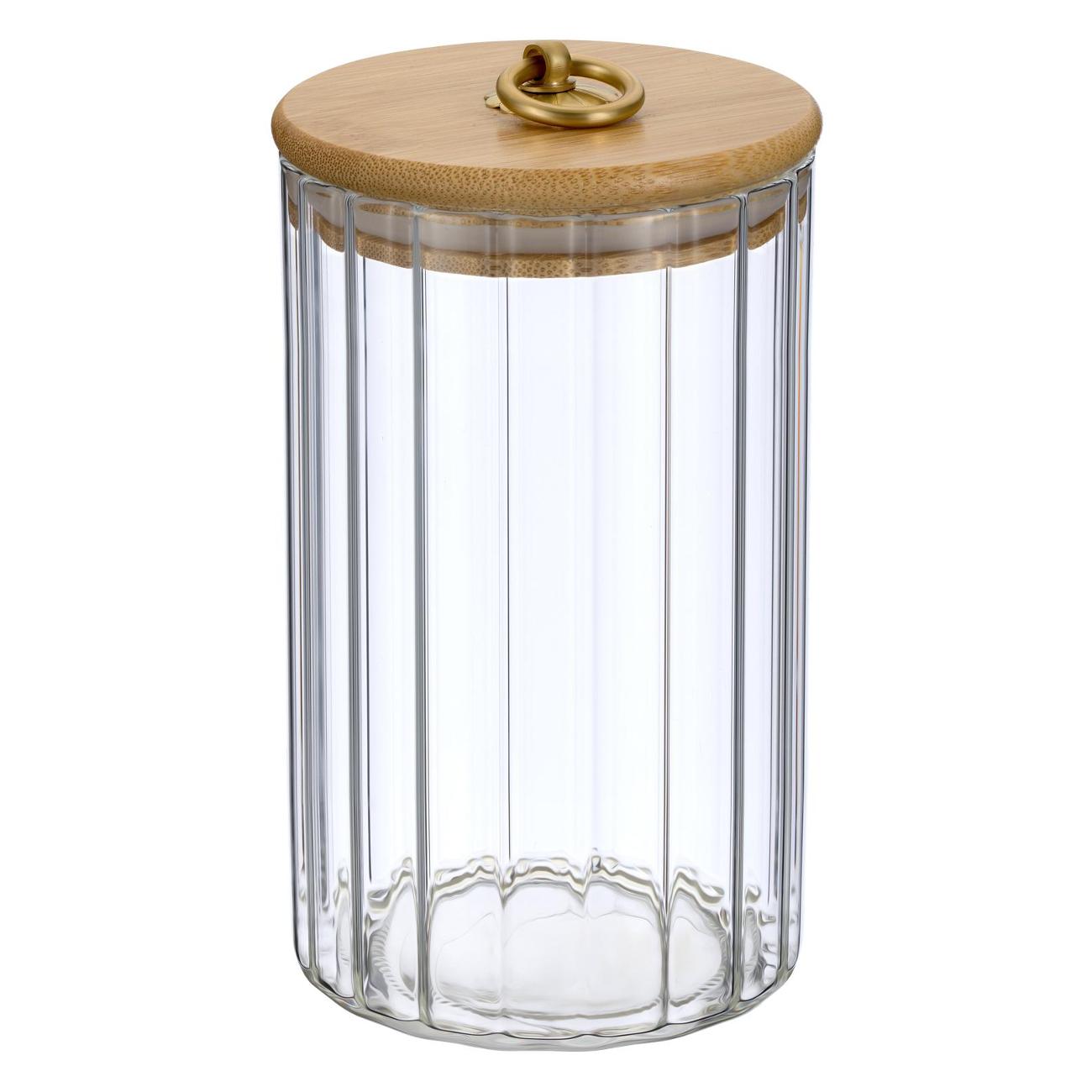 Изображение товара Банка 800 мл REGENT inox Torre стеклянная с бамбуковой  крышкой