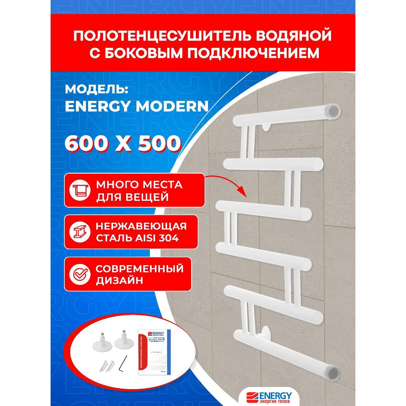 Изображение товара Полотенцесушитель водяной ENERGY Group Modern 600х700 белый матовый