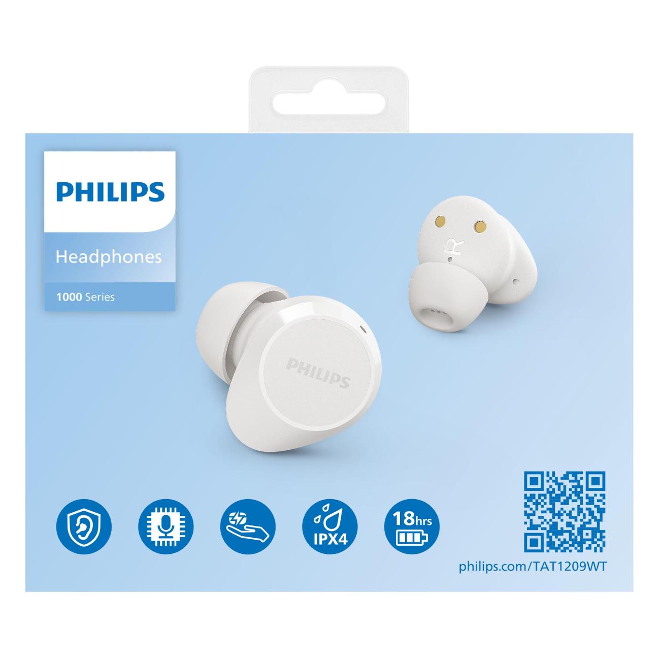 Купить Наушники True Wireless Philips TAT1209WT/00 в каталоге интернет  магазина М.Видео по выгодной цене с доставкой, отзывы, фотографии - Москва