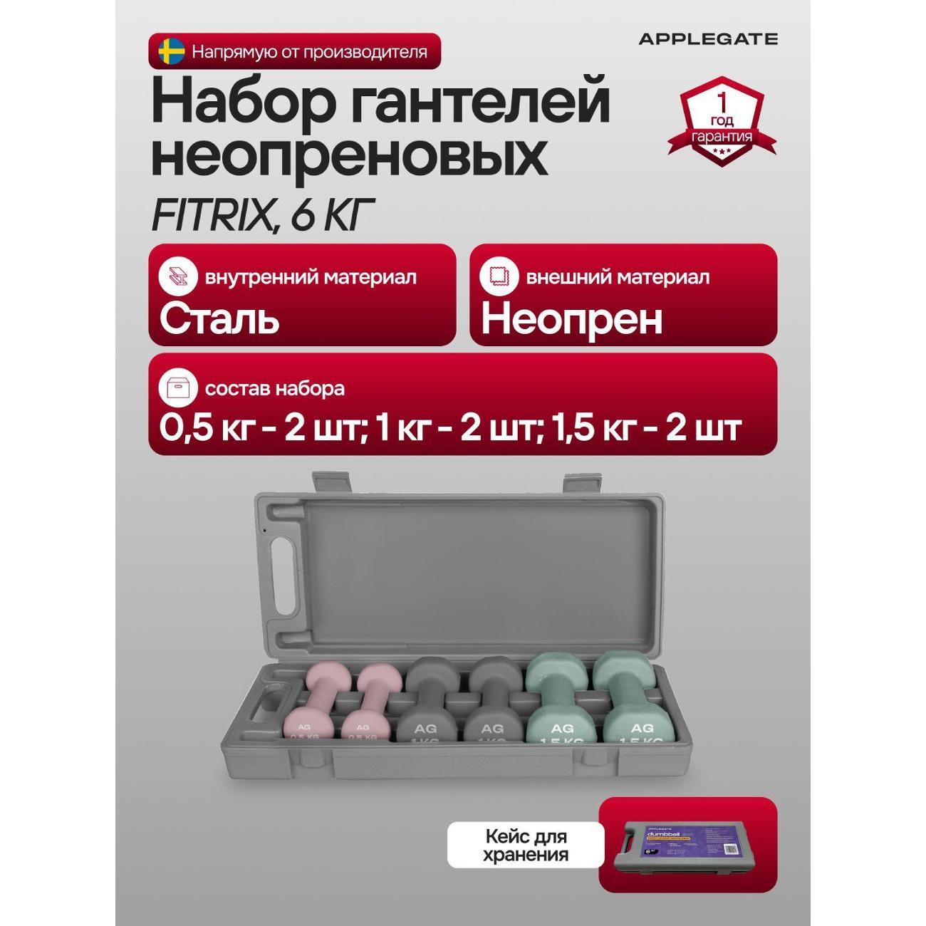 Изображение товара Гантель Applegate неопреновых FITRIX, 6 кг