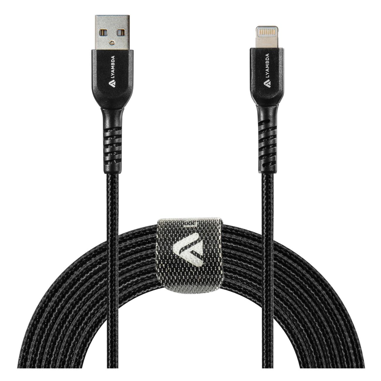 Изображение товара Кабель LYAMBDA Lightning - USB A 2.5 м LAL25-BK черный