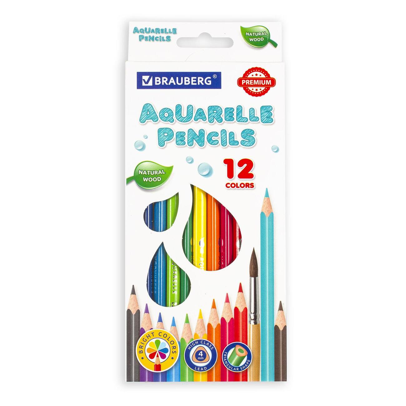 Изображение товара Набор карандашей Brauberg PREMIUM AQUARELLE 12 цветов 181671