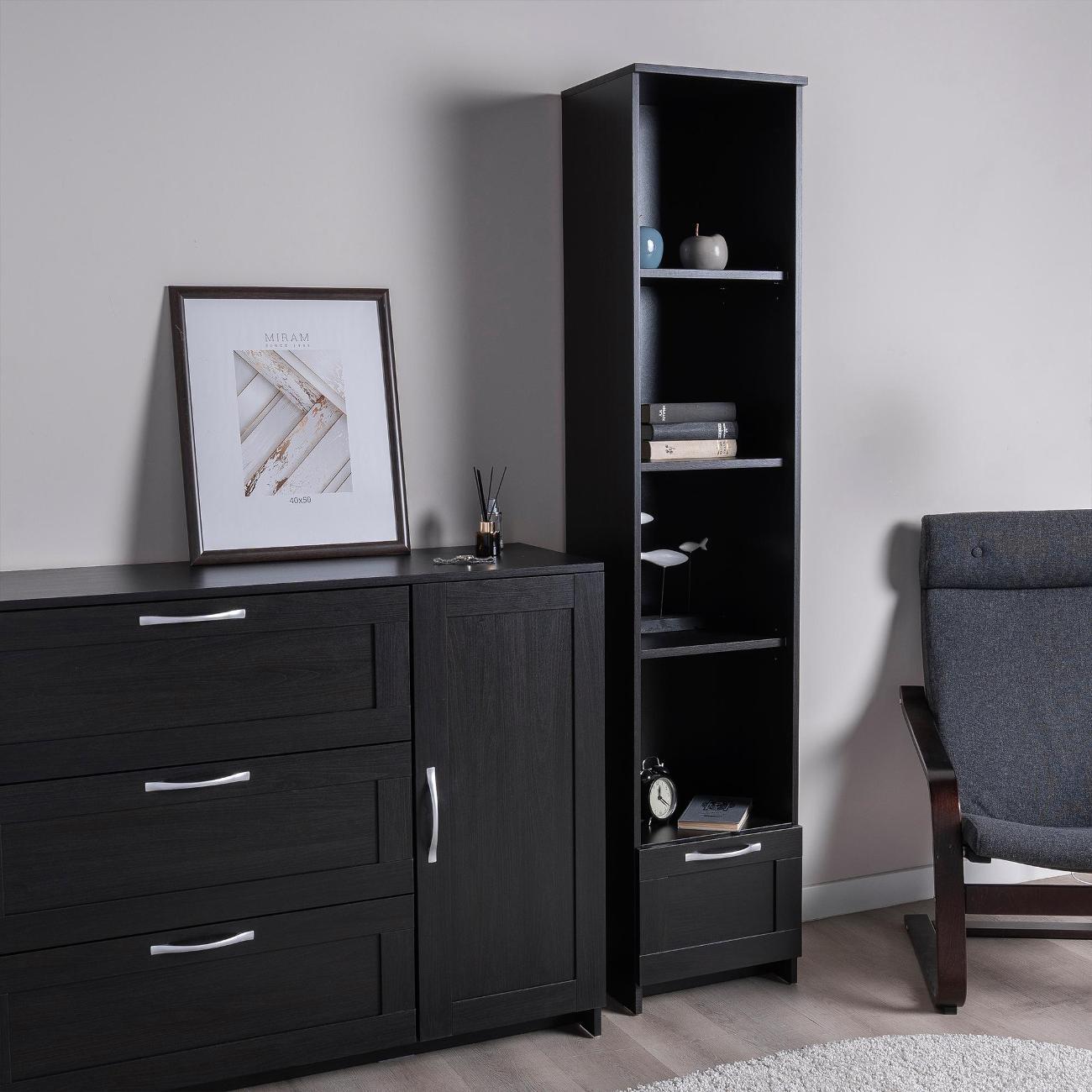 Изображение товара Стеллаж Гуд Лакк Сириус 1 ящик 39х190 см дуб венге