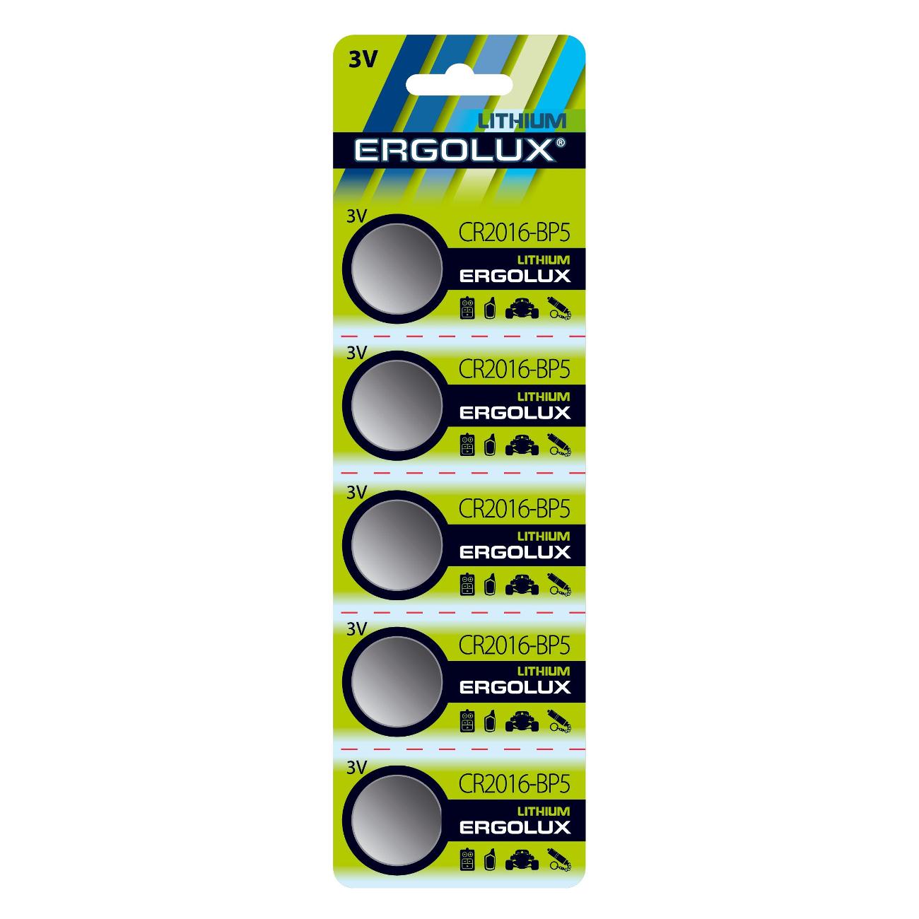 Изображение товара Батарейка литиевая Ergolux CR2016-BP5