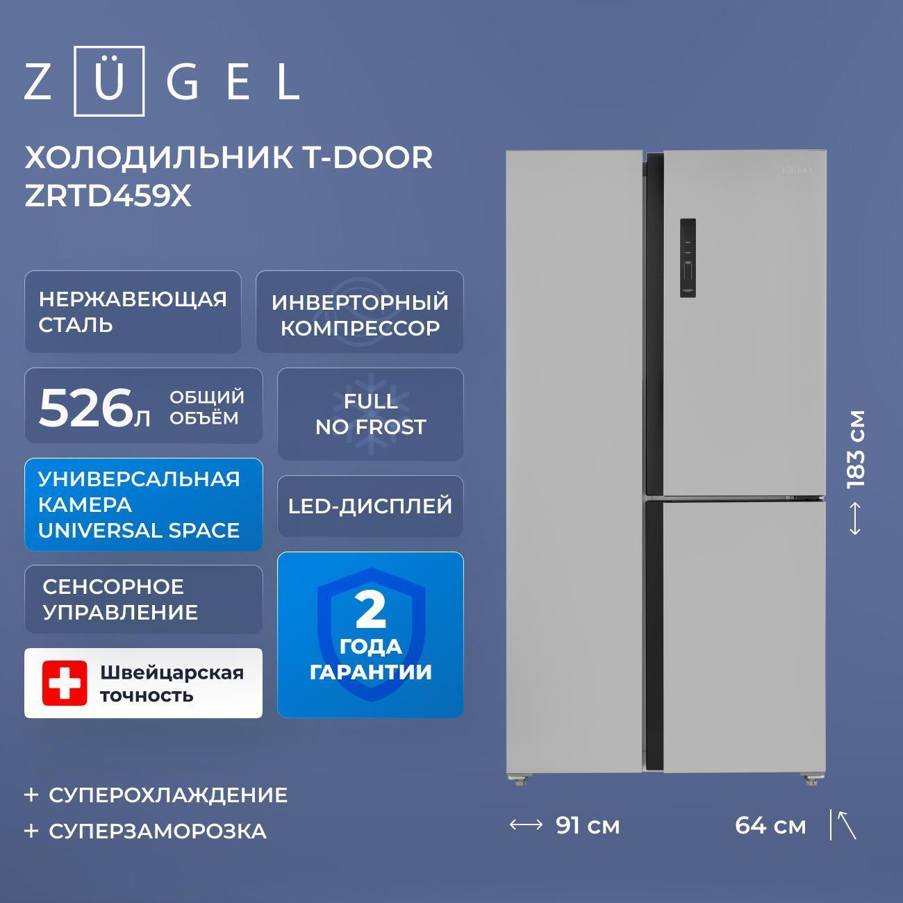 Изображение товара Холодильник ZUGEL ZRTD459X