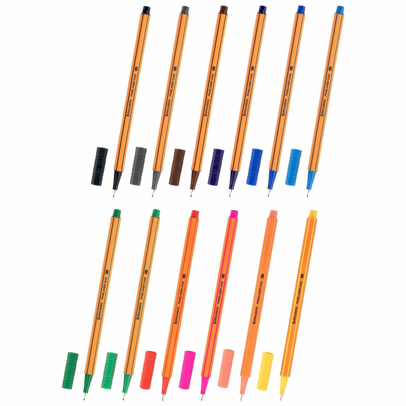 Изображение товара Набор ручек Brauberg BRG FINE 040 0,4мм 12 цветов